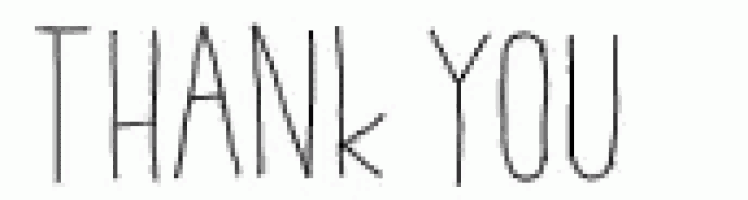 a black and white image of a thank you message with a heart .