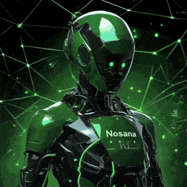a robot with the word nosana on it