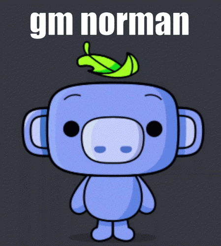 a cartoon character with the name gm norman on the top