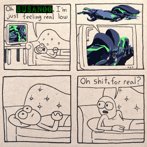 a comic strip shows a man laying on a couch talking to a monster