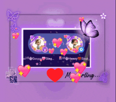a purple background with hearts and butterflies and the words my darling on the bottom