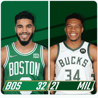 Boston Celtics (32) Vs. Milwaukee Bucks (21) First-second Period Break GIF - Nba Basketball Nba 2021 GIFs