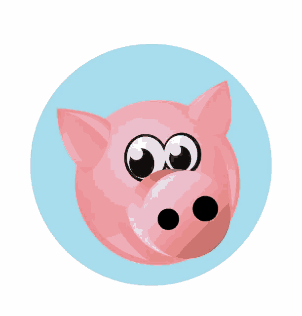 a cartoon pig 's head is shown with big eyes