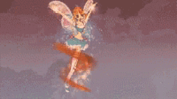 a cartoon character is flying through a circle of fire .