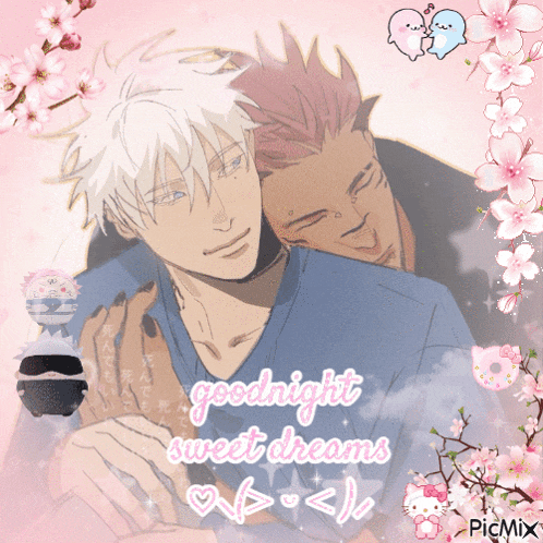 a picture of two anime characters with the words goodnight sweet dreams
