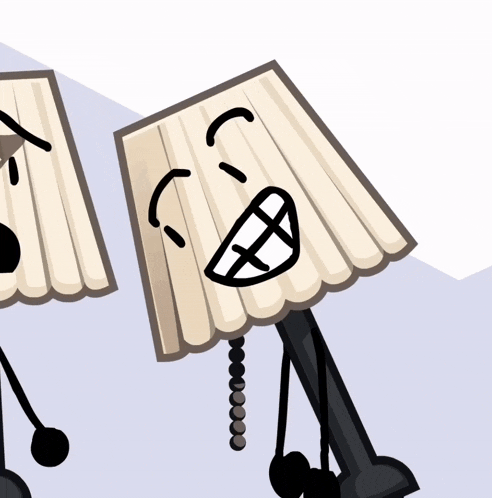 a cartoon drawing of a lamp with a face drawn on it