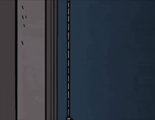 a cartoon drawing of two people standing on a balcony
