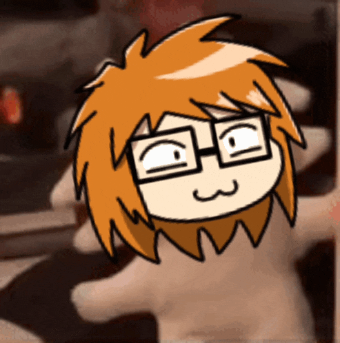 a cartoon drawing of a person with glasses
