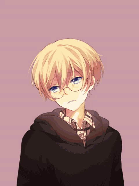 a blurry picture of a blonde anime character with blue eyes