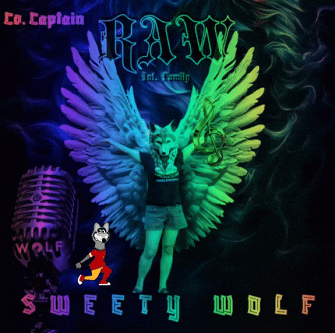 a poster for sweety wolf with a woman with wings