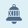 an icon of a bell with the number xiii on it