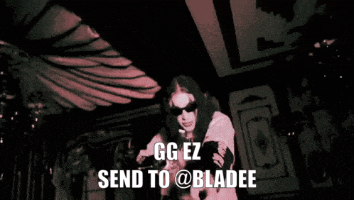 a poster with a woman and the words gg ez send to @bladee on it