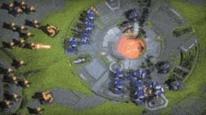 a video game with a bunch of robots fighting