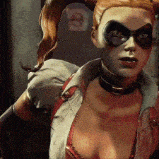 harley quinn is wearing a choker and sunglasses