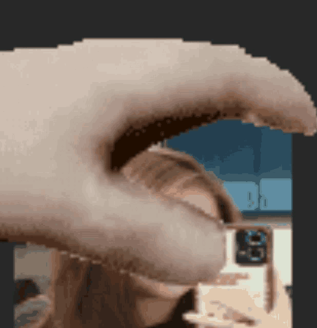 a pixel art of a person taking a selfie