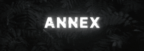 a sign that says nex annex on a dark background