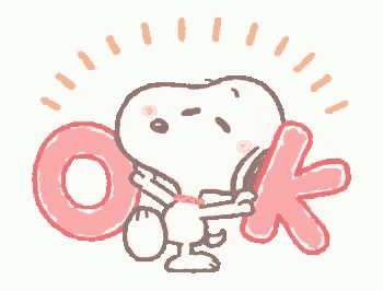 snoopy is hugging a pink ok sign .