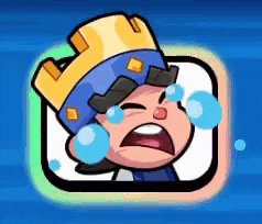a cartoon of a king with a crown on his head crying with tears coming out of his eyes .
