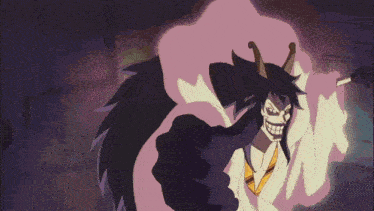 a close up of a cartoon character with the words karakuni written on the bottom