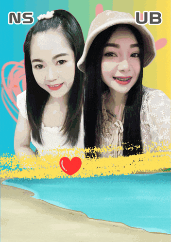 a picture of two girls with ns and ub written on the top