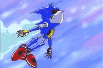 sonic the hedgehog is flying through the air in a cartoon