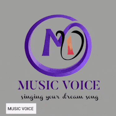a woman is holding a microphone in front of a sign that says music voice singing your dream song