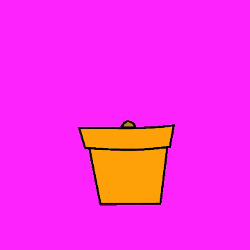 a cartoon drawing of a plant in an orange pot