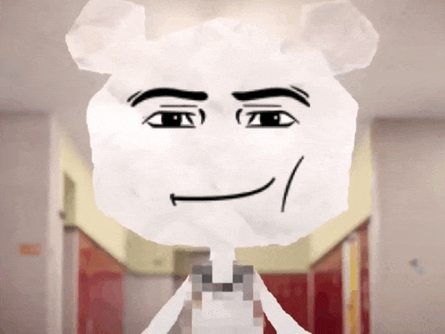 a cartoon character is made out of a piece of paper with a face drawn on it
