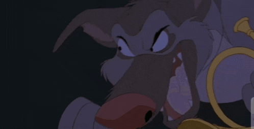 a cartoon drawing of a monster with horns holding a ring