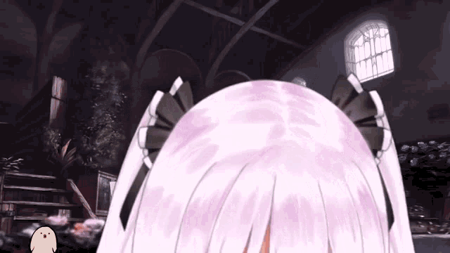 a close up of a girl 's head with a window in the background that says ' i 'm sorry '