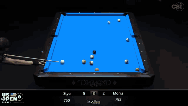 a pool table with a blue cloth says diamond on it