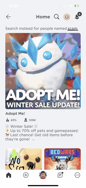 an ad for adopt me winter sale update