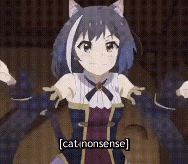 a girl with a cat ear is dancing in a room .