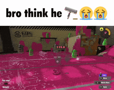 a screenshot of a video game with the words bro think he