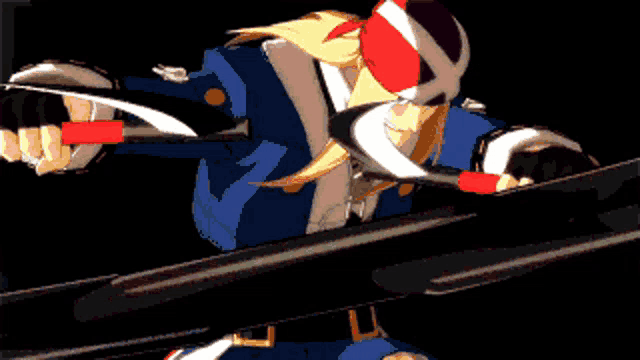 a cartoon character is holding a sword and a shield