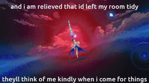 a screenshot of a video game with the words and i am relieved