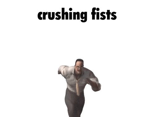 a video game scene with the words crushing fists written on the bottom