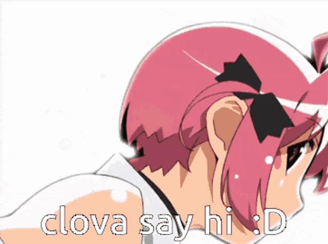 a picture of a girl with the words clova say hi d