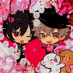 a couple of anime characters are standing next to each other .