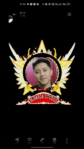 a logo for b.barla studio with a man and a girl in a frame