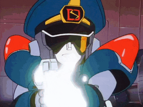 a cartoon character is wearing a blue hat with a letter d on it