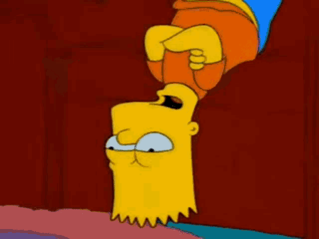 a cartoon of bart simpson and lisa simpson in a living room with a couch .