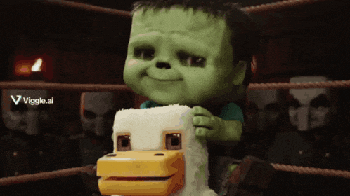 a cartoon of a baby holding a stuffed animal with the letters viggle.ai visible in the corner