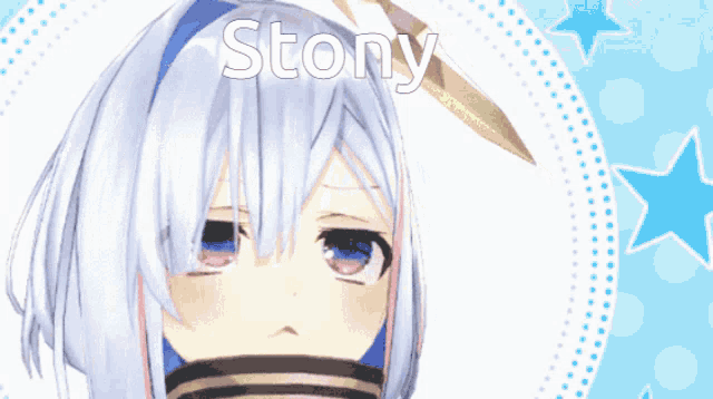a picture of a girl with the word stony on the bottom