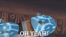 a cartoon of a robot saying oh yeah in front of a wall .