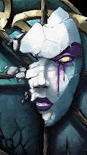 a painting of a woman 's face with tears coming out of her eyes .