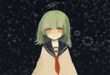 a drawing of a girl with green hair and a tie