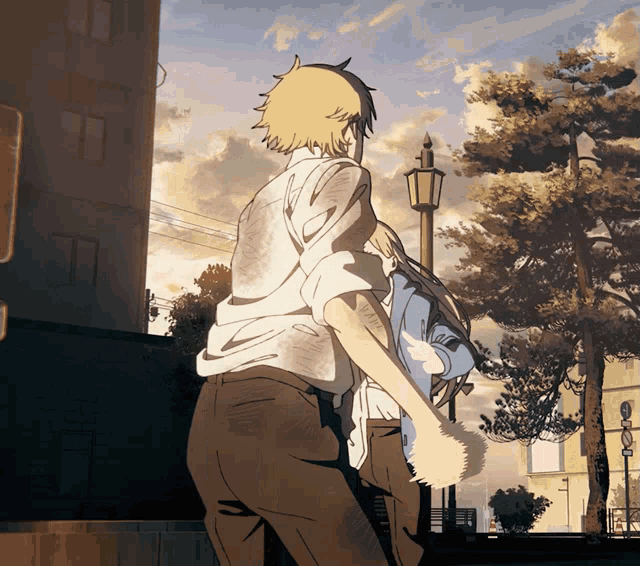 a cartoon drawing of a man carrying another man