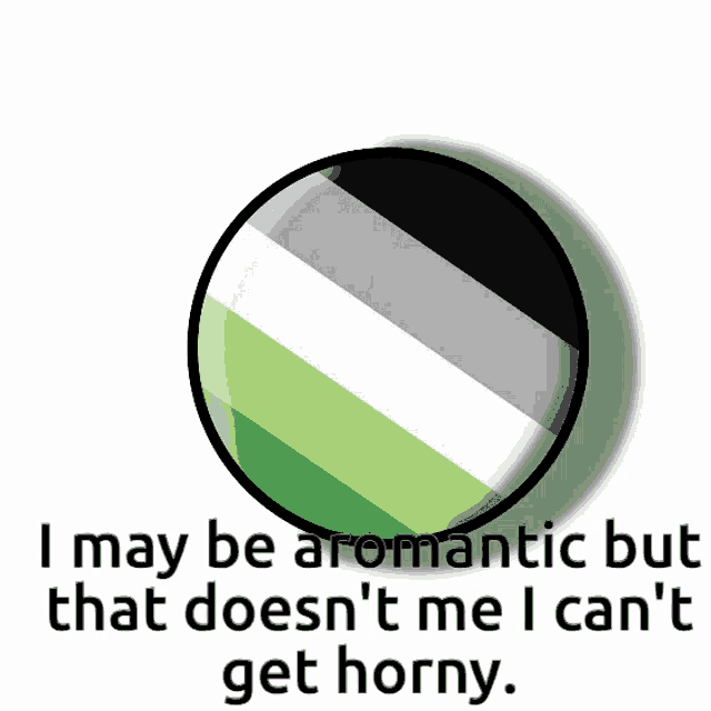 a button with the asexual flag on it and the words i may be aromatic but