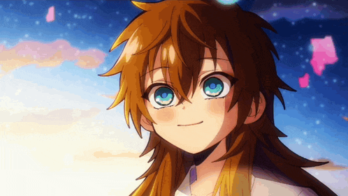 a close up of a girl with long hair and blue eyes smiling